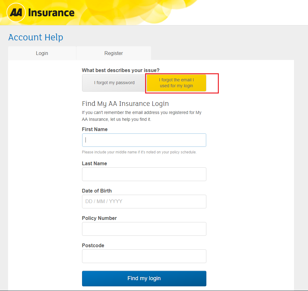 I've registered for My AA Insurance but I'm unable to log in. – Help Centre